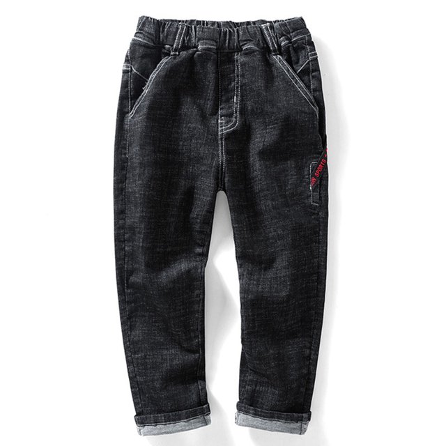HAJGJP Jeans Coupe Droite Régulière pour Garçons Pantalon en Denim Décontracté Pantalon en Denim Extensible Pantalon de Printemps pour Garçons BK3,4-5 Ans