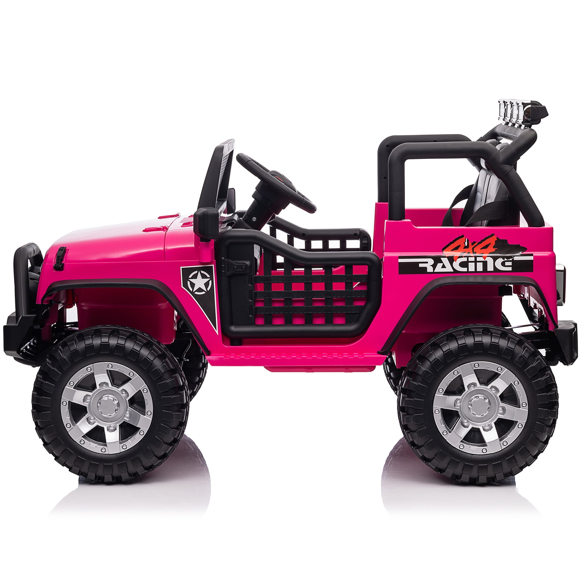Joyracer 12V Kids Ride on Truck Car with Parent Remote Control & 2 Seater, 5.5 AH Battery Powered Toy Car w/ 4 Large Wheels, Spring Suspension, 3 Speeds, LED Lights, Bluetooth for Girl Boy, Rose Pink