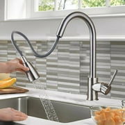 Kitchen faucets pull out spray, Brushed Nickel Kitchen Sink Faucet with Deck Plate, 18‘’