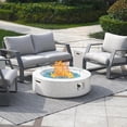 thumbnail image 3 of 3-Piece Propane Fire Pit Table Set w Tank Table & Glass Wind Guard, 41-Inch Outdoor Gas Fire Table 50,000BTU– Modern Terrazzo Round Firepit for Patio, Garden, and Backyard, 3 of 7