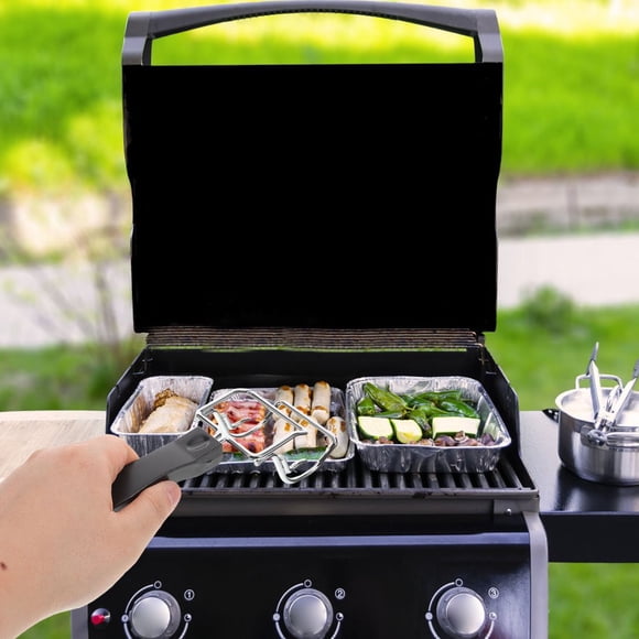 LEEYNEER Stainless Steel Oven Tray Grabber And Rack Grabber Multi-Purpose Kitchen Tong For Camping Outdoor Griddle Accessory For Electric Barbecue Stove