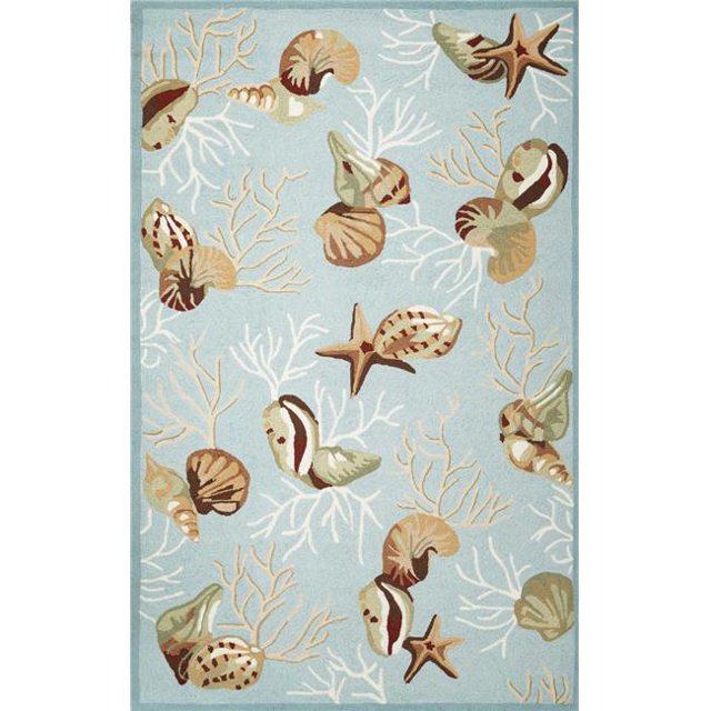 HomeRoots 349827 7 ft. 6 in. x 9 ft. 6 in. Polyester Blue Area Rug