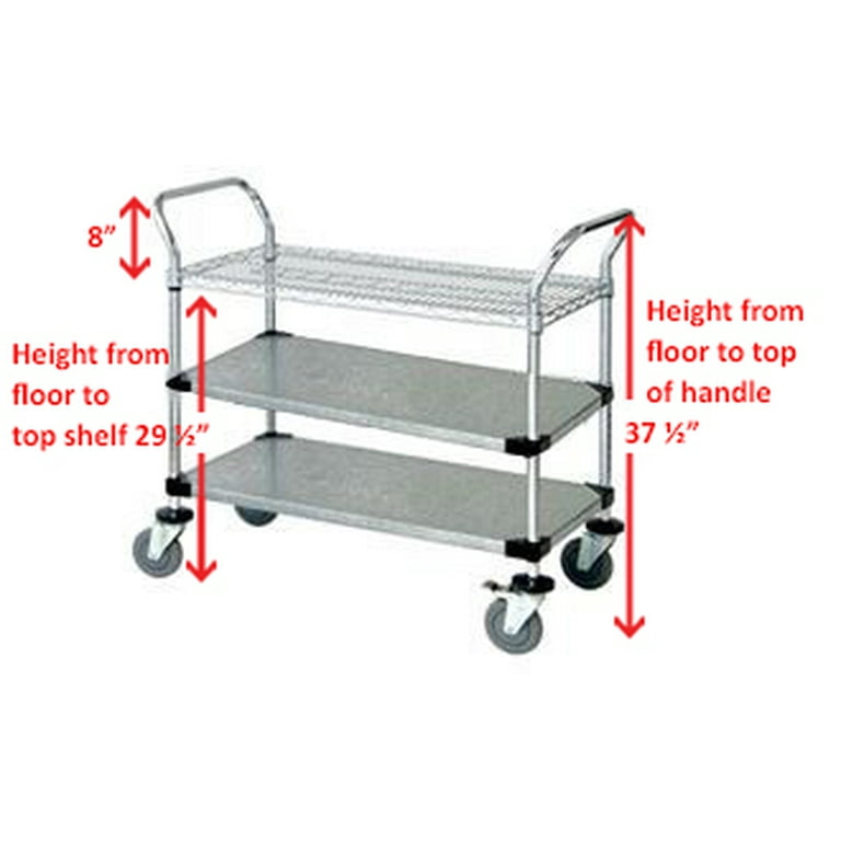 Jubilee Heavy-Duty 3-Tier Utility Service Cart with Wheels, 40.25 x 38.5