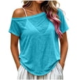 thumbnail image 3 of Ashirexll Womens Casual Tops Slouch Shoulder Lightweight Mesh T-Shirt for Spring and Summer Casual Wear, 3 of 7