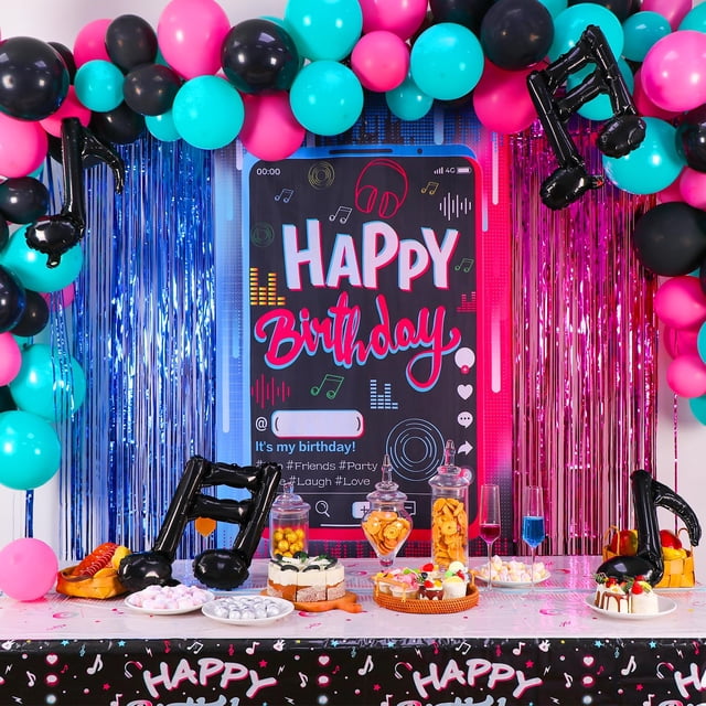 Decoración de fiesta OurWarm Tik Tok Birthday, 135 unidades, con pancarta