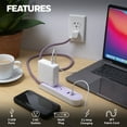 thumbnail image 2 of Honeywell Powerstrip with 2 AC Outlets, 2 USB Ports, 3 ft. Fabric Cord (Lavendar/White), 2 of 5