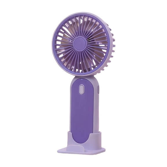 Handheld Portable Mini Fan with 400mAh Battery, USB Rechargeable Personal Cooling Fan for Outdoor Travel, 3 Speed Settings with Desk Base, Purple