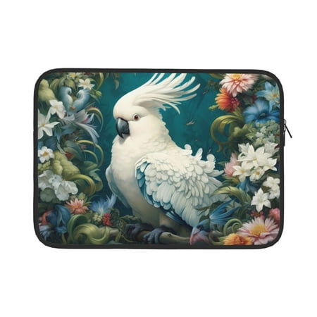 Cauagu Tropical Parrot Floral Artwork Print Laptop Sleeve Case Laptop Cover Portable Laptop Sleeve Briefcase Carrying Computer Bag Fits for 13-15 MacBook/HP/Dell/Lenovo/Acer-13 inch