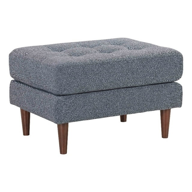 TOV Furniture Ottoman Rembourré en Tweed Bleu Marine de Style Mi-Siècle