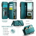 thumbnail image 6 of ShellTech Compatible with Samsung Galaxy Z Fold 7 Crossbody Wallet Case with RFID Blocking Zipper Card Holder & Pen Holder Slot Soft PU Leather Wrist Strap Lanyard Zipper Pocket Purse,Green, 6 of 12