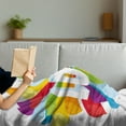 thumbnail image 3 of Pride Soft Flannel Fleece Throw Blanket, Love Burst with Little Colorful Hearts and Word LGBT Gay Lesbian Romance Theme, Cozy Plush for Indoor and Outdoor Use, 50" x 70", Multicolor, by Ambesonne, 3 of 5