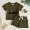thumbnail image 2 of Ymyiu Toddler Baby Boy Summer Outfit Baby Boy Clothes Toddler Summer Outfit Short Sleeve T-Shirt Tee Tops Shorts Clothing Set 4T 5T (Dark Green,4-5 Years), 2 of 5