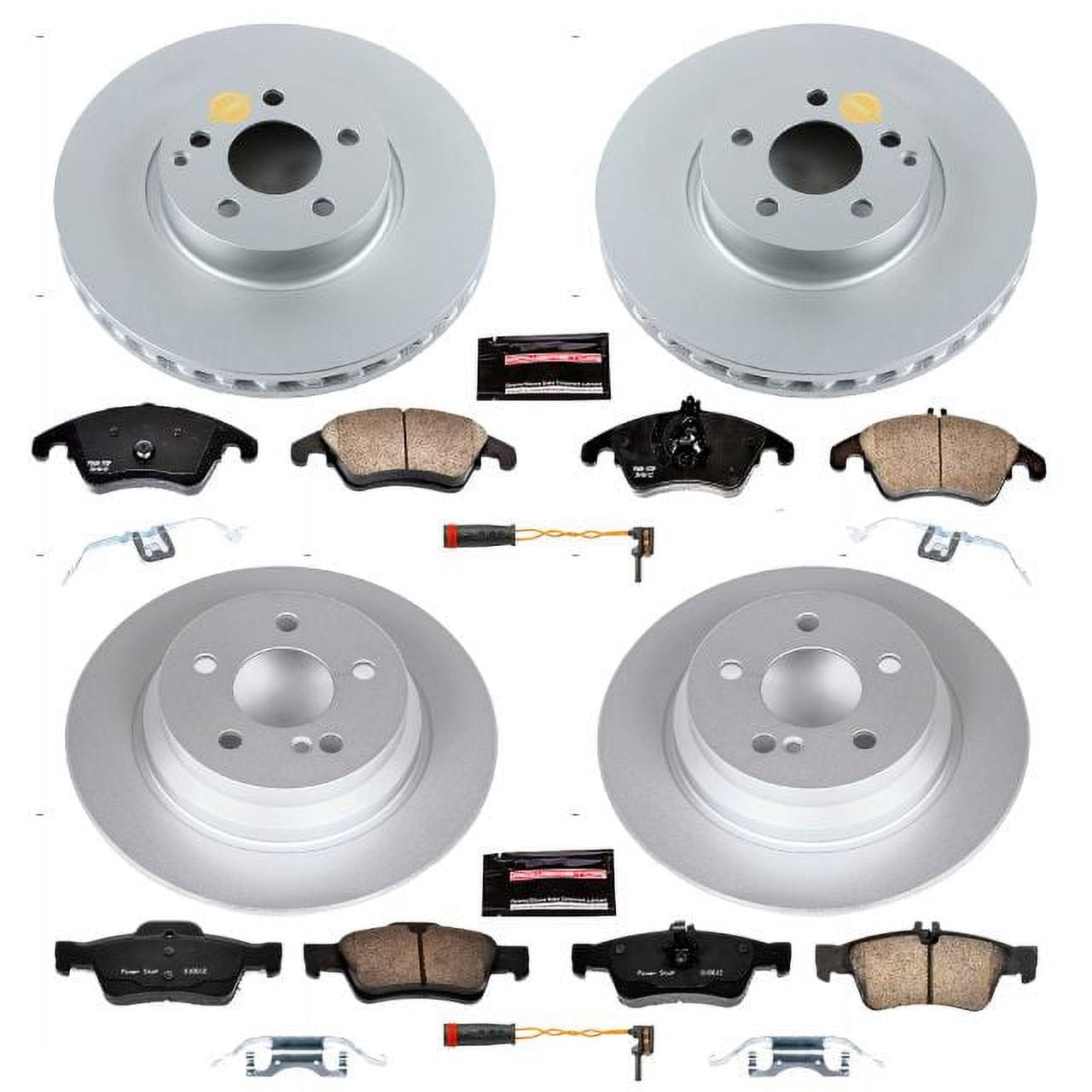 PowerStop Front and Rear Geomet Coated Brake Rotor and Pad Kit Fits: MERCEDES-BENZ Select Models CRK7612