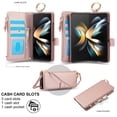 thumbnail image 3 of Allytechgroup Wallet Case for Samsung Galaxy Z Fold 3, RFID Blocking Multiple Cards Holder Zipper Pocket Hand Strap Shockproof Stand Phone Case with Crossbody Lanyard for Women Girls, Rosegold, 3 of 7
