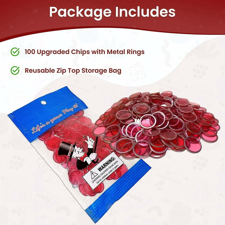 Magnetic Bingo Chips - Red - 100 chips - 3/4 inch size - Bingo Markers