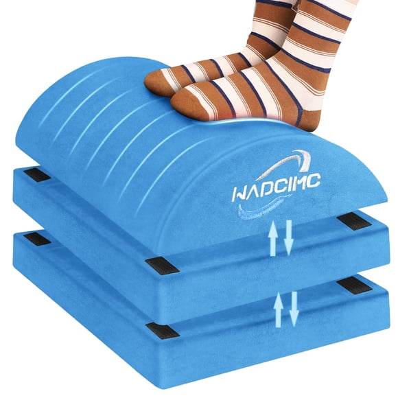 Reposapiés WADCIMC para debajo del escritorio con funda lavable, 3 alturas, azul