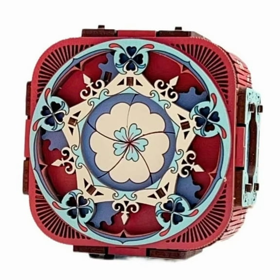 3D Wooden Puzzle Music Box with Jewelry Storage, Miniature Model Kit with Light, Ideal Birthday Gift and Home Decor,1 x wooden music box