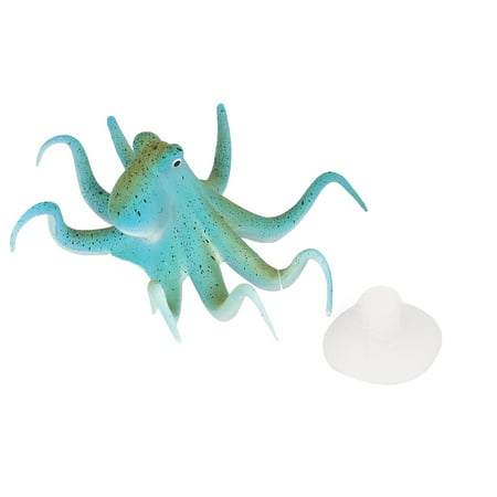 Blue Silicone Glowing Effect Artificial Underwater Aquarium Octopus