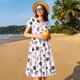 thumbnail image 4 of Balery Cute Dinosaur Vestidos sueltos de manga corta para mujer, vestidos de verano 2025, vestidos casuales de corte A con vuelo., 4 of 6