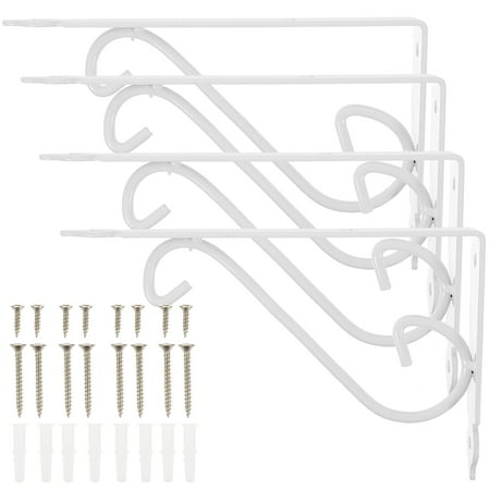 

Jibi 4pcs Wall Mounted Floral Style Shelf Brackets for Bookrack / Calpboard / Set Box (White)