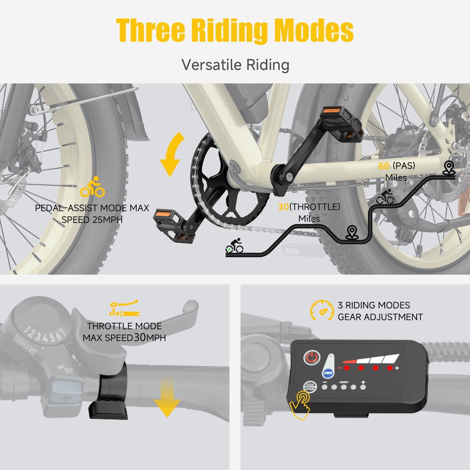Helokeep Large Frame Electric Bike for Adults - 26" Ebike, 48V 15.6AH UL 2849 Battery, 28MPH, Front Suspension, Adjustable Seat, 330lbs Capacity, Desert Sand