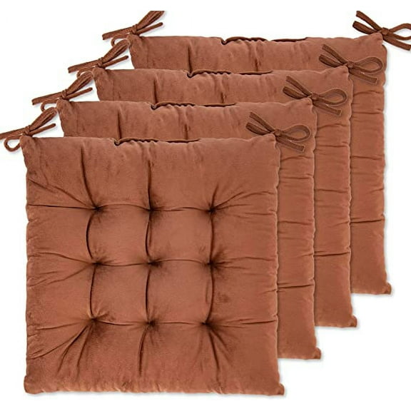 Nvzi 4 Pack Seat Cushion/Chair Cushion for Dining Chairs, Office Chair, Car, Floor, Outdoor, Patio，Machine Wash & Dryer Friendly (Flannel 16"×16",Coffee)