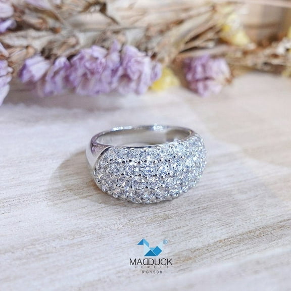 Cubic Zirconia / Sterling Silver 925 Ring / Rhodium plated Nickel-Free / MadDuckJewels RG1508 / Thailand Jewelry