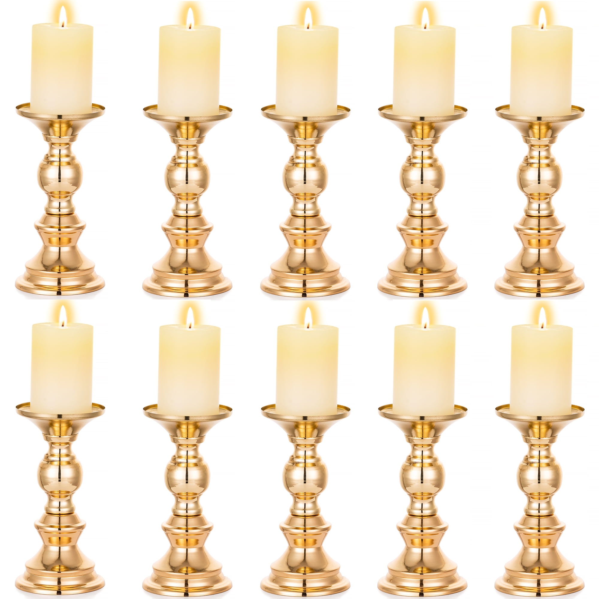 6 Inch Retro Style with a Gold Leaf 3 pc Set of Candle Holders 12 8 D 