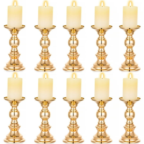 Sziqiqi Gold Pillar Candle Holder for Wedding Centerpiece Small Candle