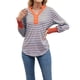 thumbnail image 1 of Sudadera de Rayas de Gran Tamaño para Mujer, Camisa de Larga de Algodón, Corte Holgado, Estilo Henley Color Naranja L, 1 of 10