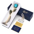 thumbnail image 1 of Ejoyous Rosa bañada en oro con soporte para rosas, azul claro, 1 of 5