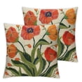 thumbnail image 2 of COMIO Pack of 2 Decorative Throw Pillow Cover Farmhouse Floral Pillowcase for Living Room Sofa Bed (Orange Tulip) White, 2 of 6