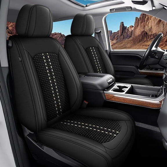 Custom Fit Ice-Silk Leather Truck Seat Covers for Chevy Silverado GMC Sierra 1500 2500HD 3500HD Trail Boss Z71 2007-2026, Crew Double Extended Cab Pickup Seat Cushion Covers