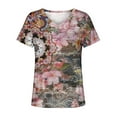thumbnail image 4 of Sakmal Ladies Tops Short Sleeve V-Neck Graphic T-Shirts Womens Shirts Plus Size, 4 of 5