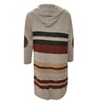 thumbnail image 4 of Mode Femme Décontractée Rétro Chaude Col Rond Manteau Rayé Long Chandail Cardigan Tricoté, 4 of 6