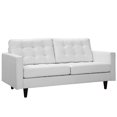 thumbnail image 2 of Modway Fauteuil d'Amour en Cuir Rembourré Style Mid-Century Moderne en Blanc, 2 of 5