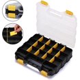 thumbnail image 3 of UTAH-2PCS Double Side Tool Organizer with Customizable/Removable Plastic Dividers, Hardware Box Storage for Screws, Nuts, Nails, Bolts, 34-Compartment, Black/Yellow, 3 of 4