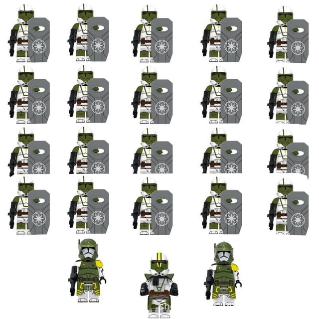 Conjunto de 23 Minifiguras de Bloques de Construcción, Temática Militar con Armadura Verde y Blanca, Juguete Coleccionable para Juego Creativo