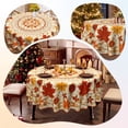 thumbnail image 4 of 59.8 Inch Round Fall Thanksgiving Halloween Polyester Tablecloth Maple Leaf Ghost Pumpkin Print Waterproof Wrinkle Resistant Circular Table Cover for Dining Table Farmhouse Holiday Party Decor, 4 of 6