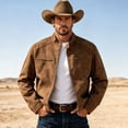 thumbnail image 4 of Homenesgenics Jackets for Men Dress Western-Style Fall Zipper Outerwear Brown XXS, 4 of 9