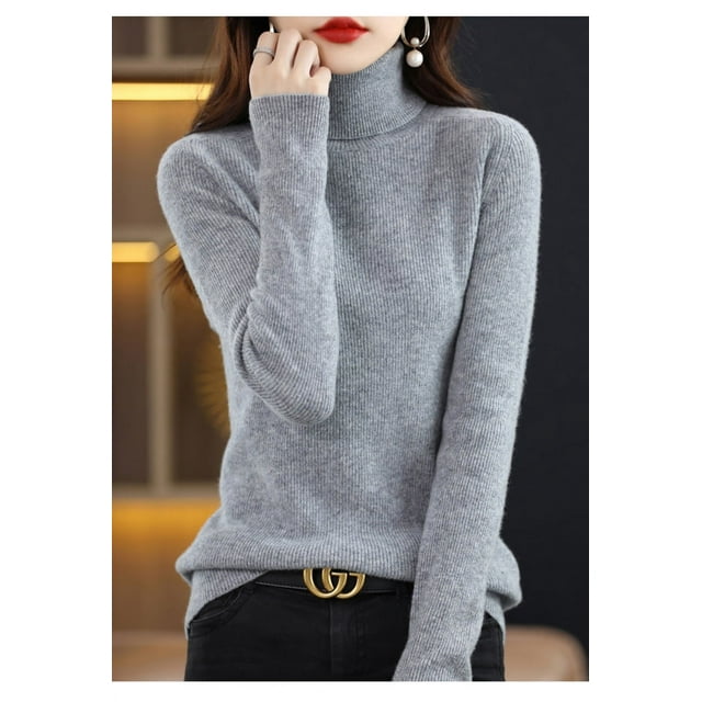Suéter de cuello alto para mujer de otoño e invierno, ajustado, elegante, corto, de color sólido, de manga larga, de punto, camisa base
