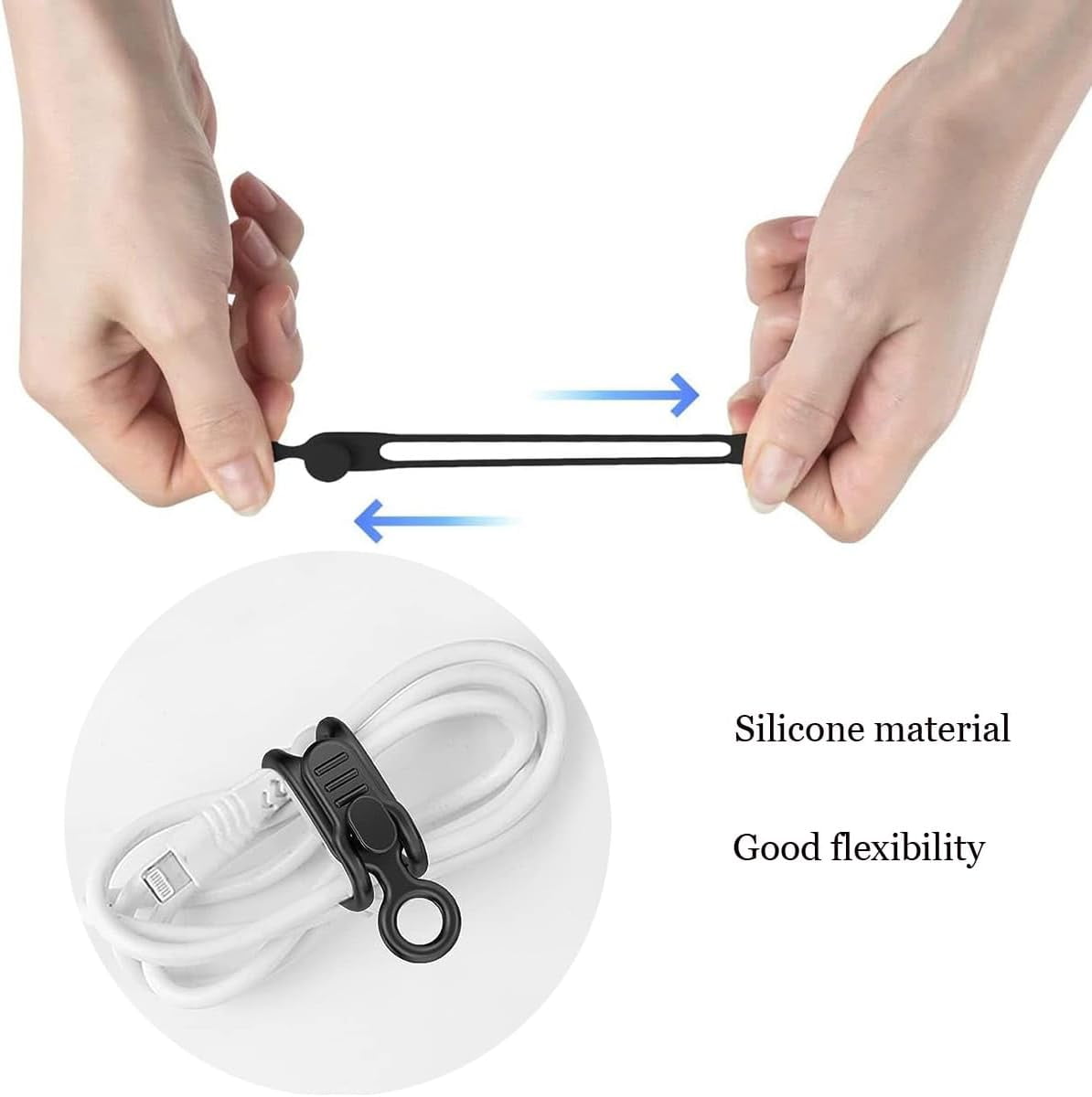 15Pcs Reusable Silicone Cable Ties - Adjustable Cord Organizer Straps For Wires, Chargers, Headphones, Kitchen, Office, Travel (Multi-Color)