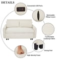 thumbnail image 5 of Beige Corduroy Convertible Pull-out Sofa Bed, 2 Seat Loveseat with USB Ports, Modern Sleeper Sofa for Living Room, 5 of 6