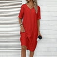 thumbnail image 5 of Women's Summer Dress with Pockets, V-Neck and Short Sleeves for Casual Comfortable Outfits, 5 of 8