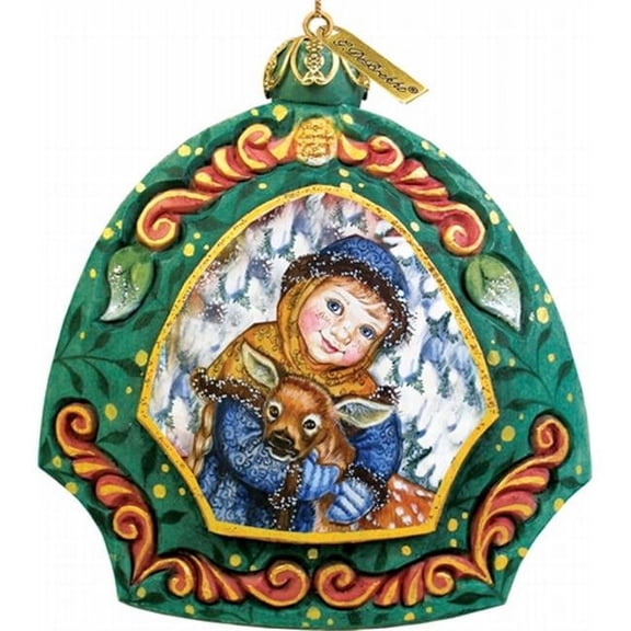General Holiday Girl with Deer Ornament 4.5 in.