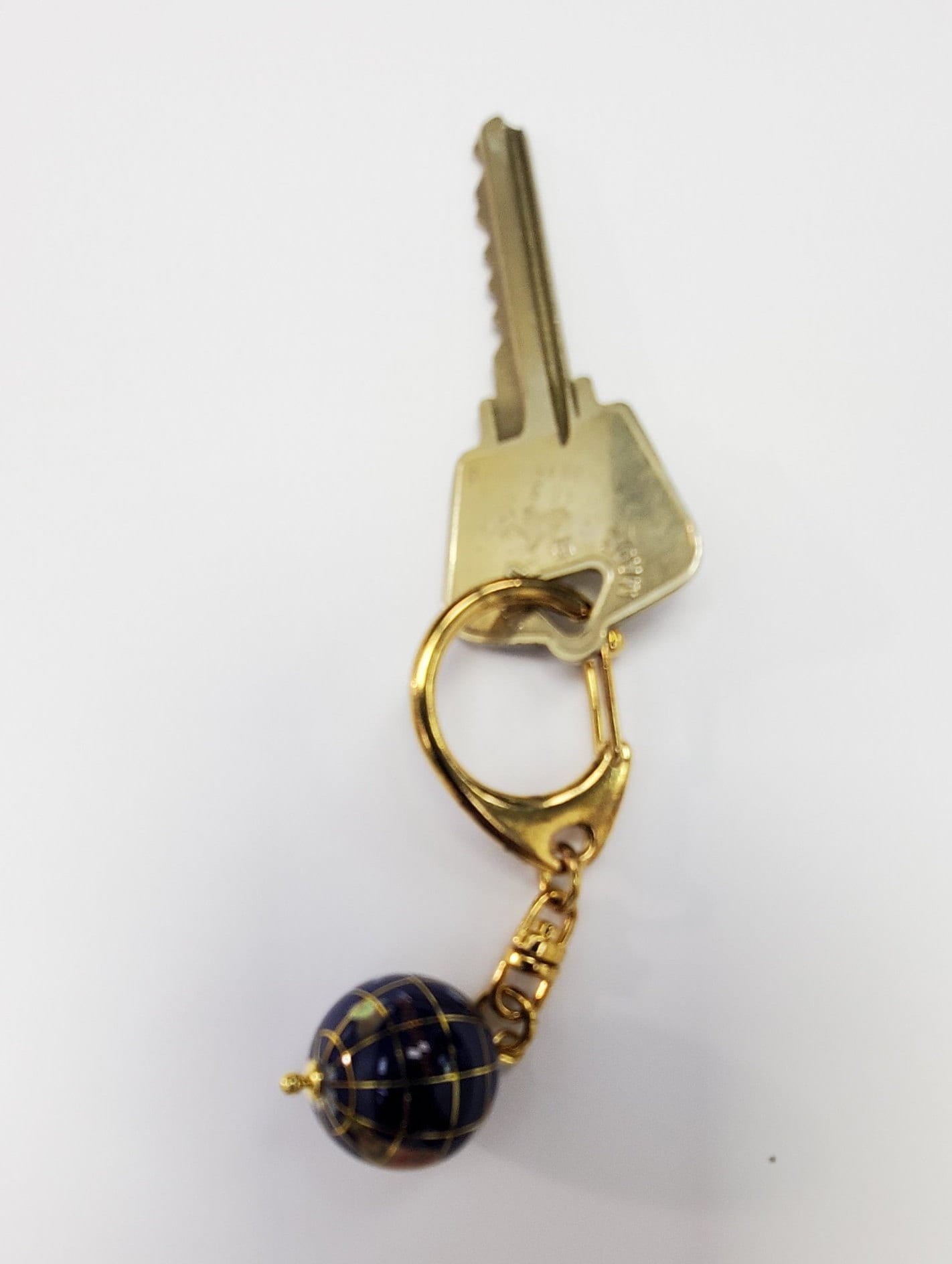 Natural Gemstone Inlayed Spinning/Fidget World Globe Keychain