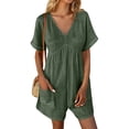 thumbnail image 4 of asjyhkr Wowomens Rompers Short for Summer Jumpsuits with Pockets Lightweight Breathable Casual Beach Vacation Shorts, 4 of 8