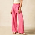 thumbnail image 6 of Girls High Waisted Uniform Pants Kids Wide Leg Dress Pants Casual Trousers with Pockets 5-14 Years Hot Pink, 6 of 9