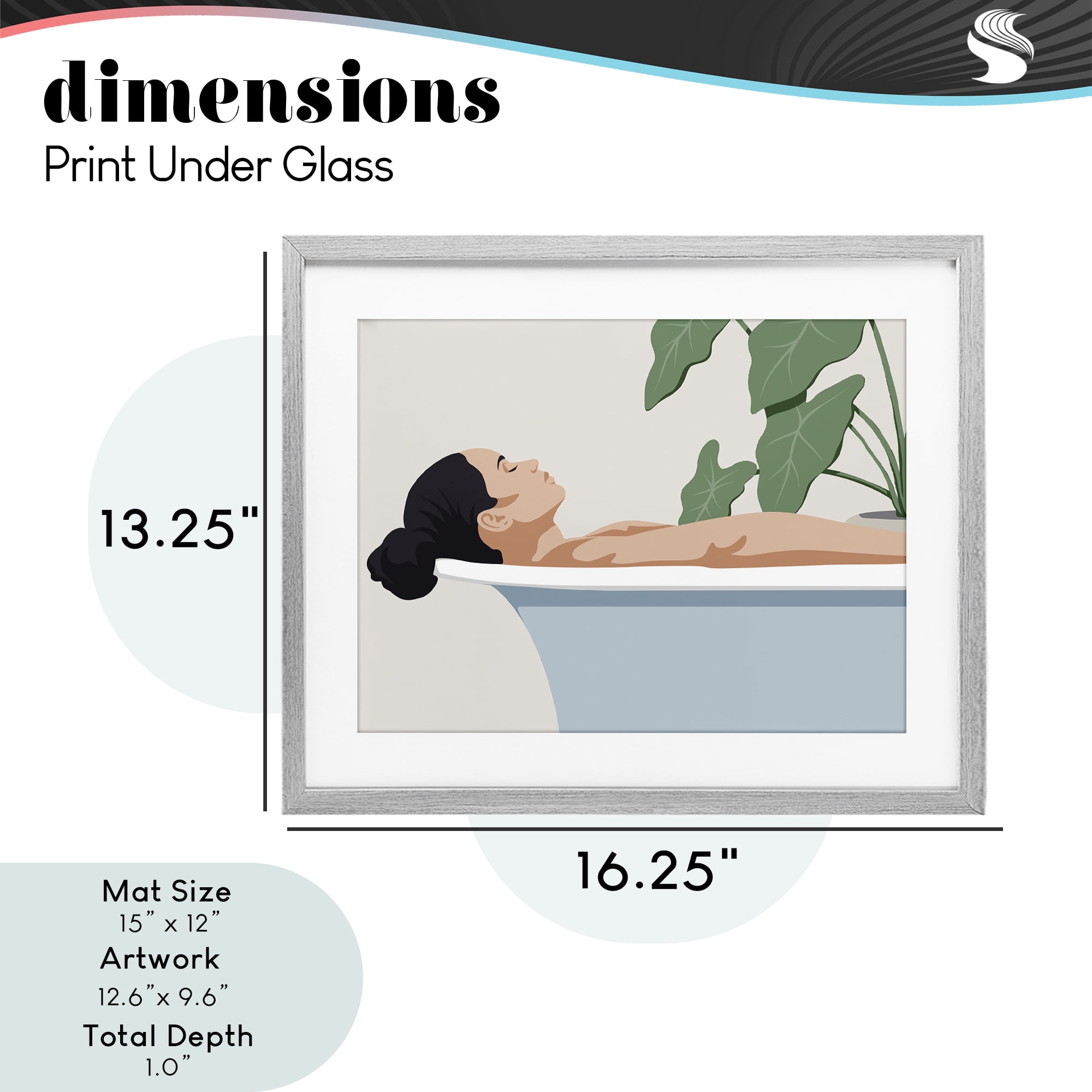 Stupell Industries Tub Relaxation Woman Gray Framed Print Under Glass, design by Marcus Prime