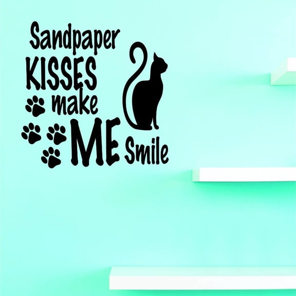 Custom Decals Sandpaper Kisses Make Me Smile Wall Art Size: 18 X 18 Inches Color: Black